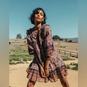 Cleobella Reign Mini Dress Paisley Boho Button Front NWT Size Small $218